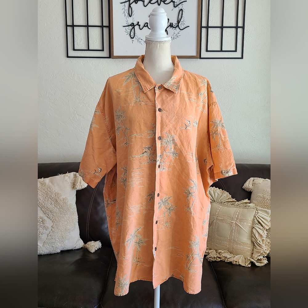 Vtg L.L.Bean Hawaiian Shirt Men's Size XXL-Tall Floral Short Sleeve Button Aloha